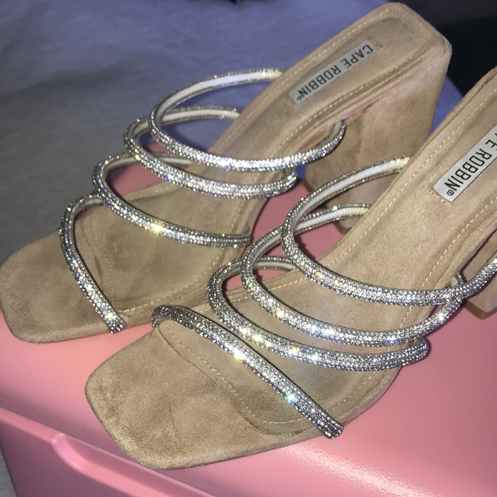 Jeweled Strap Chunky Heels
